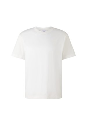 Hvid bomulds t-shirt med korte ærmer og rund hals. Har et lille præget logo på venstre bryst. Glat tekstur, standard fit.