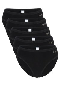 Zwarte katoen bikini briefs set van vijf, met een zachte textuur, elastische tailleband en een klein logo accent. Geen zichtbare patronen.