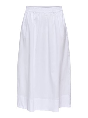 Hvid ankel-lang nederdel med elastisk talje og en lige, løs pasform.