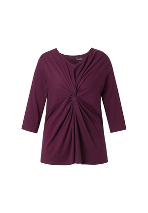 Ulla Popken, DRAPED KNOT 3/4 SLEEVE BLOUSE - Blouse - nougat brown