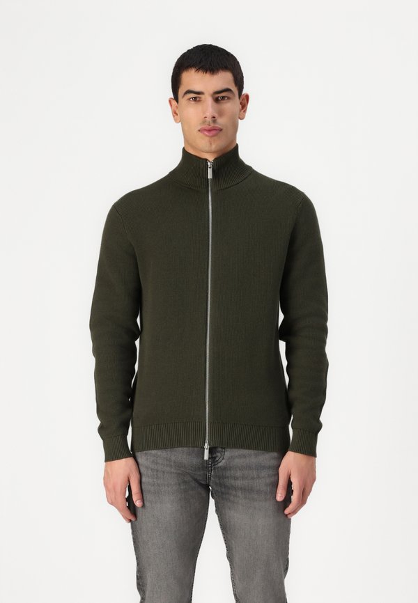 SLHDANE STRUCTURE FULL ZIP - Cardigan - forest night