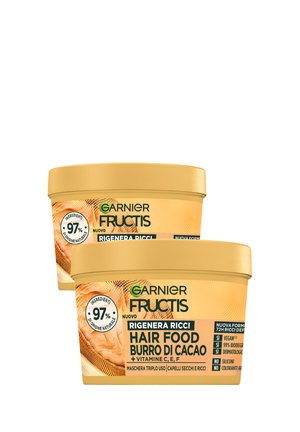 MASCHERA RIGENERA RICCI FRUCTIS HAIR FOOD, MASCHERA RIGENERA RICCI 3IN1 CON FORMULA PER CAPELLI SECCHI E RICCI, BURRO DI CACAO, 390 ML - 2 PACK - Trattamenti capelli