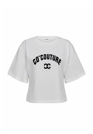 Biele krátke tričko s krátkym rukávom a čiernym textom "CO'COUTURE" a logom v strede na hrudníku, s okrúhlym výstrihom.