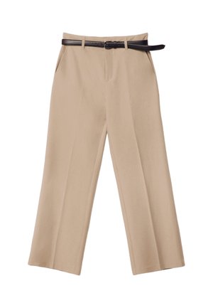 Stradivarius, FLOWING STRAIGHT-LEG SMART TROUSERS WITH BELT - Pantalon classique - mottled light brown