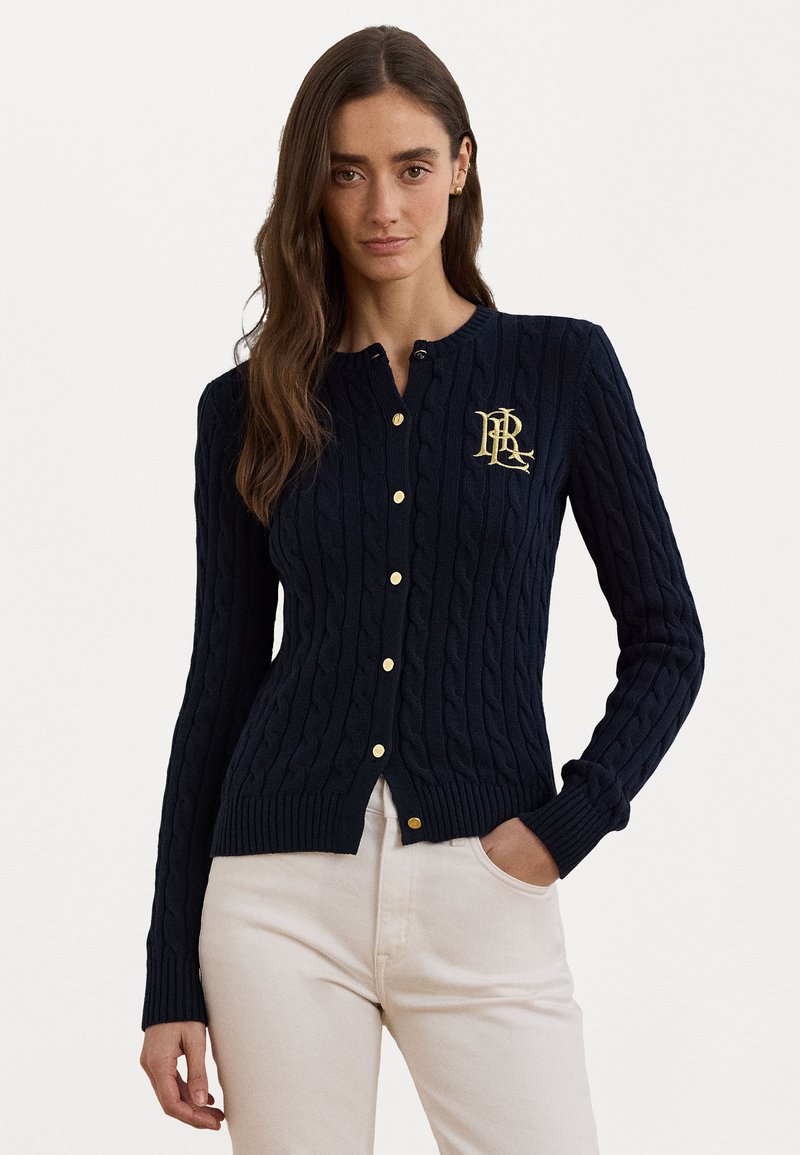 Lauren Ralph Lauren - CABLE KNIT COTTON CARDIGAN - Kofta - navy, Förstora