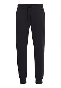 Zwarte joggingbroek met een trekkoord in de taille, taps toelopende benen en ribgebreide boorden. Gemaakt van zachte, rekbare stof. Subtiele logo aan de zijkant.