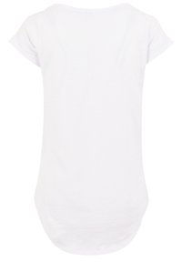 White, short-sleeve T-shirt with a rounded hem and a smooth texture. Simple design with no visible patterns or accents. Back view.