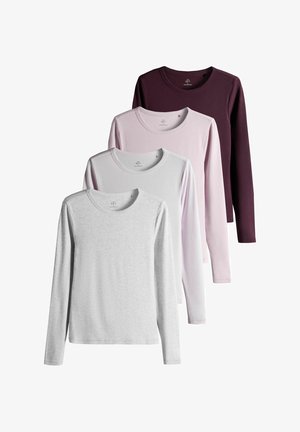 THE SET, 4 PACK SLINKY RIB LONG SLEEVE SLIM FIT T-SHIRTS - Long sleeved top - pink burgundy grey lilac