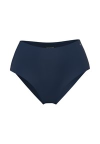 Dół od bikini z wysokim stanem w głębokim granatowym kolorze, wykonany z gładkiego materiału z bezszwowymi krawędziami i minimalnym detalem z logo.