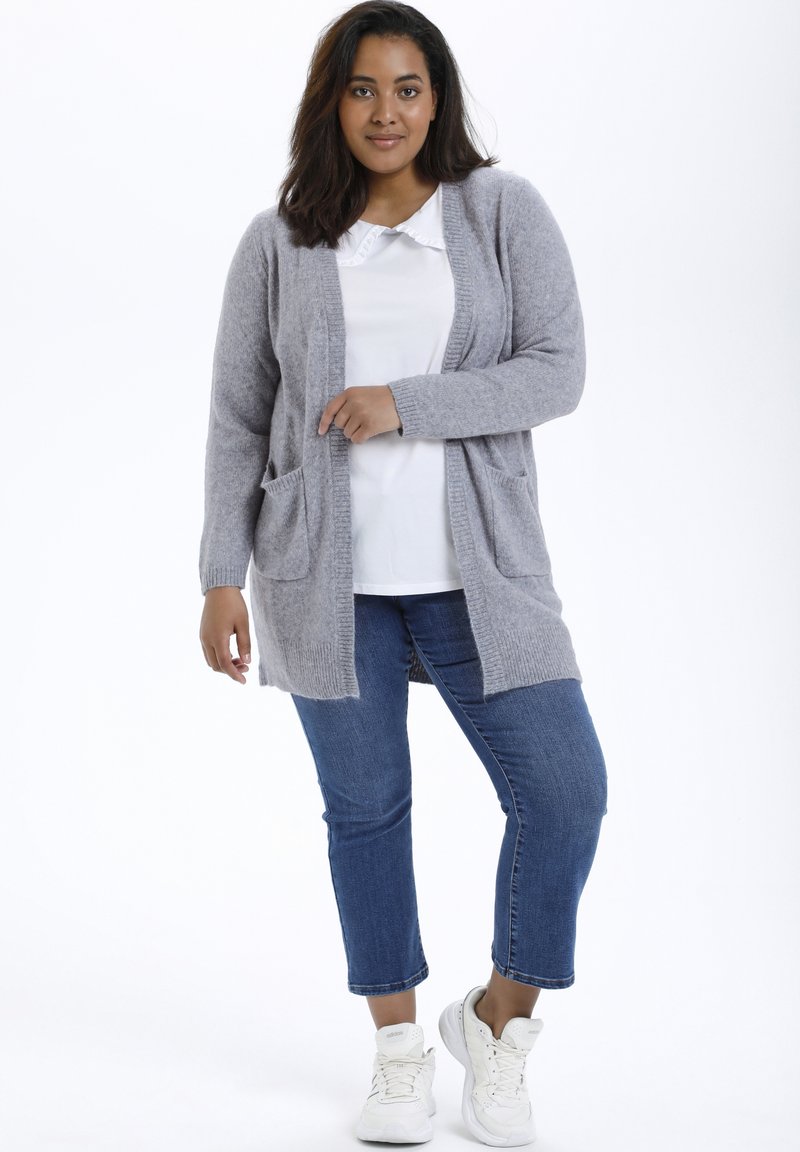 Damen Strickjacken | Kaffe Curve Strickjacke tradewinds melange/grau-meliert - RD74967 Damen Strickjacken | Kaffe Curve Strickjacke tradewinds melange/grau-meliert - RD74967