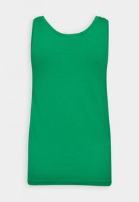 Débardeur vert sans manches avec un col rond, présenté sur un fond blanc.