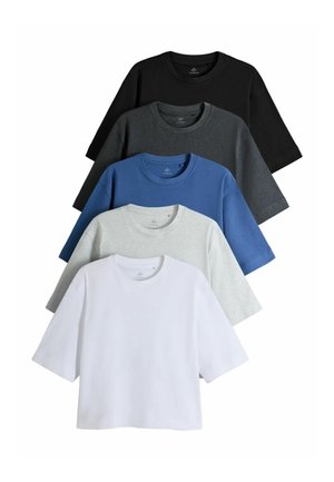 THE SET, 5 PACK HEAVYWEIGHT SHORT SLEEVE T-SHIRTS - T-Shirt basic - black