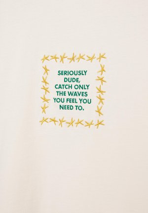 PULL&BEAR, EMBROIDERED STAR - T-SHIRT - T-shirt imprimé - beige