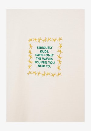 PULL&BEAR, EMBROIDERED STAR - T-SHIRT - T-shirt imprimé - beige