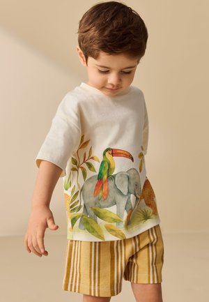 Next, REGULAR FIT - SHORT SLEEVE BACK PRINT T-SHIRT AND SHORTS SET  . - Træningsbukser - light yellow watercolour safari