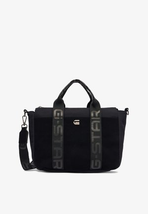 Sort G-Star shoppingtaske med brede skulderstropper med mærke, to korte håndtag og en aftagelig crossover-rem.