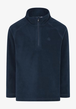 Marine fleece pullover met een halve ritssluiting aan de kraag, lange mouwen en een subtiel logo. Zachte textuur met een gladde afwerking, ideaal voor het dragen in lagen.