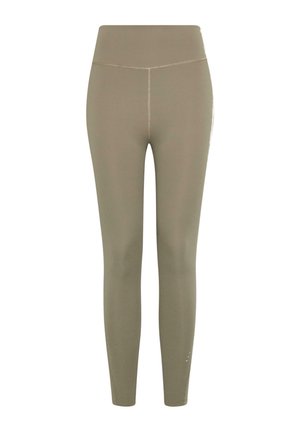 Leggings a vita alta in un verde oliva tenue. Realizzati in un tessuto liscio e elastico con dettagli di cuciture sottili lungo le cuciture.