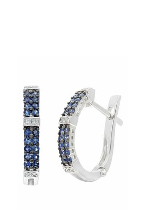 KARAT SAPPHIRE AND STRIPE HOOP - Earrings - white gold-coloured