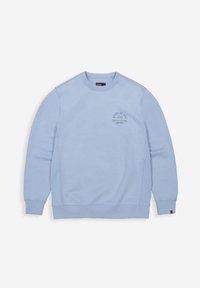 Lichtblauwe sweatshirt van katoen, met een ronde hals, lange mouwen, ribgebreide manchetten en onderrand, en een klein tekstlogo op de borst.