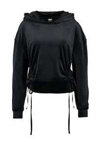 LADIES SHORT GATHERED HOODY - Hoodie - black