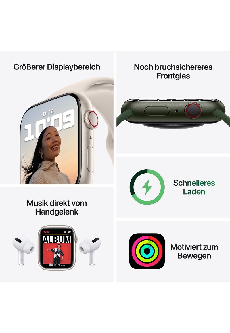 Herren Bälle & Schläger | Apple APPLE WATCH SERIES 7 41MM (GPS) Smartwatch starlight/goldfarben - FL07560 Herren Bälle & Schläger | Apple APPLE WATCH SERIES 7 41MM (GPS) Smartwatch starlight/goldfarben - FL07560