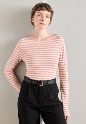 LONG SLEEVE BOAT NECK STRIPED - Μπλούζα με μακριά μανίκια - pink/white