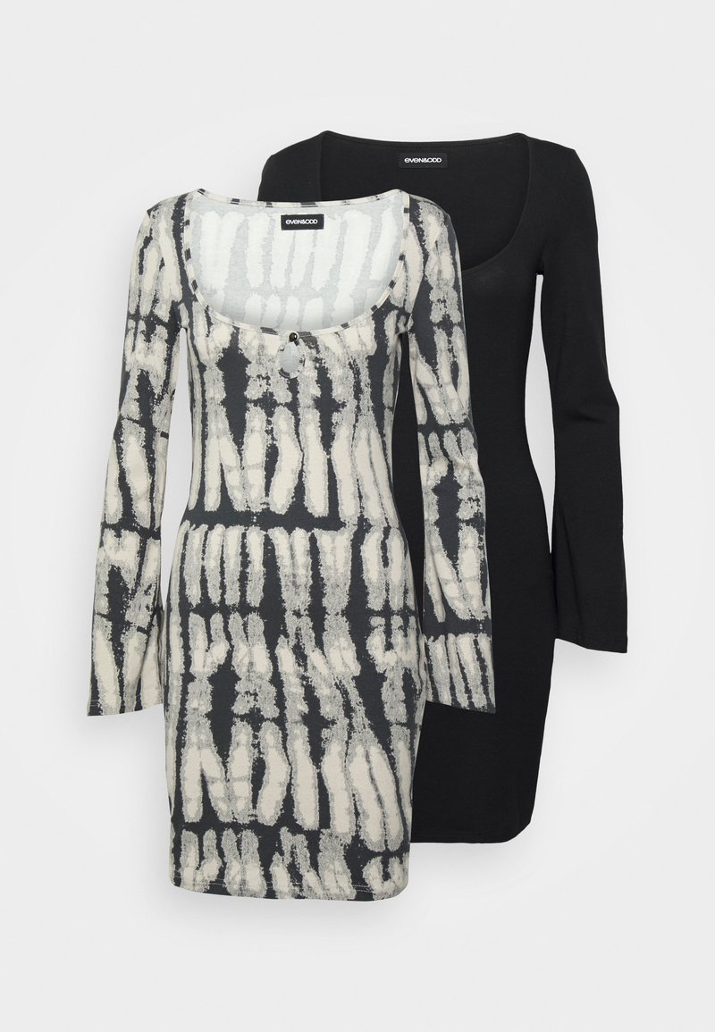 Even&Odd Petite 2 PACK - Vestido de malha - black/multi-coloured