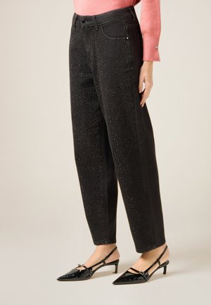 CON MICRO CRISTALLI - Jeans Tapered Fit - nero