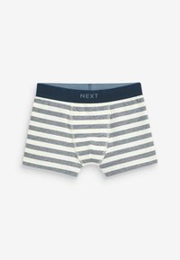 Herrboxershorts med midja i marinblått och "NEXT"-logotyp. Med horisontella ränder i marinblått och krämfärgat. Mjuk bomullsmaterial, åtsittande design.