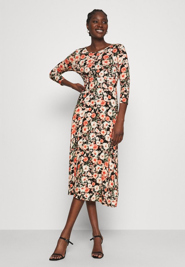 3/4 SLEEVE EMPIRE SEAM MIDI DRESS - Vapaa-ajan mekko - black