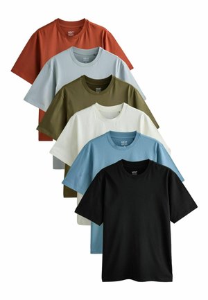 6 PACK STANDARD - Basic T-shirt - blue black orange green grey ecru white