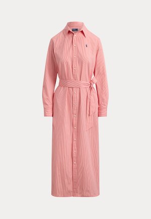 BELTED STRIPED COTTON SHIRTDRESS - Φόρεμα πουκάμισο - red/white