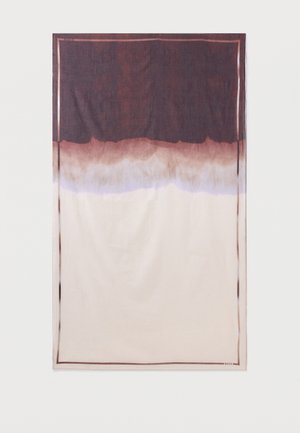 Κασκόλ με βαθμιαία μετάβαση από σκούρο καφέ στο πάνω μέρος σε ανοιχτό μπεζ στο κάτω μέρος, περιβαλλόμενο από λεπτό καφέ περίγραμμα.