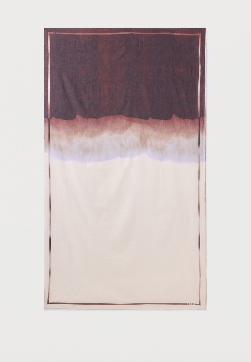 Κασκόλ με βαθμιαία μετάβαση από σκούρο καφέ στο πάνω μέρος σε ανοιχτό μπεζ στο κάτω μέρος, περιβαλλόμενο από λεπτό καφέ περίγραμμα.