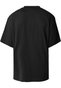 Black cotton t-shirt with a loose fit, short sleeves, and a crew neck. The texture appears smooth and unadorned. No visible branding or patterns.
