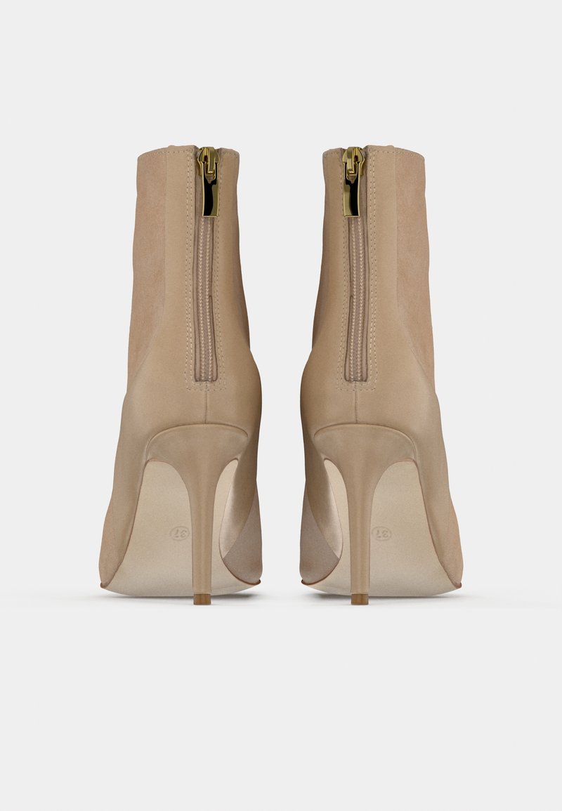 Dames Enkellaarsjes met Spitse Neus Blokhak Veterschoenen met Hoge Hak in Retrostijl Herfst Winter Korte Laars (Color : Khaki, Size : 43 EU