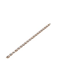 Bracciale tennis in oro rosa con brillanti diamanti taglio rotondo incastonati in una linea continua e un fermo sicuro.