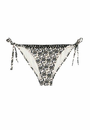 CHARM TIE SIDE - Bas de bikini - black ecru foil woodblock