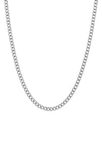 Zilveren ketting met gladde, afgeronde schakels. Uniform ontwerp met een gepolijste afwerking, dat een strak, metallic uiterlijk tentoonstelt.