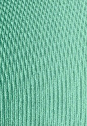 Dehnbares, geripptes Material in hellmintgrün, mit vertikalen Linien für Textur. Weiche und glatte Oberfläche.