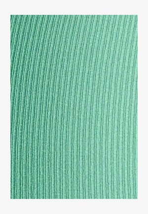 Elastyczny, prążkowany materiał w jasnym miętowym kolorze, z pionowymi liniami dodającymi faktury. Miękka i gładka powierzchnia.