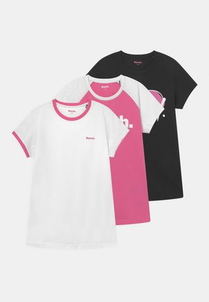 3 PACK - Printtipaita - white/black/pink