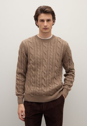 PIOMBO CREW NECK REGULAR FIT WITH CABLE - Trui - tobacco brown