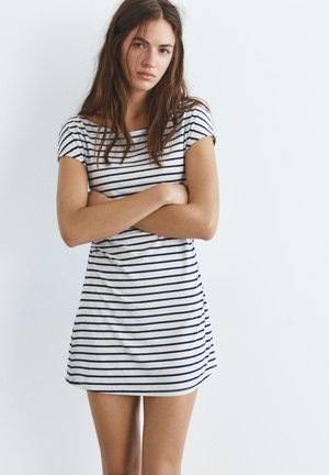 PULL&BEAR STRIPED ASYMMETRIC  - Rochie din jerseu - light grey