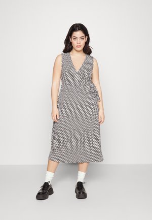 Pieces Curve MIDI WRAP DRESS  - Vapaa-ajan mekko - cloud dancer/graphic