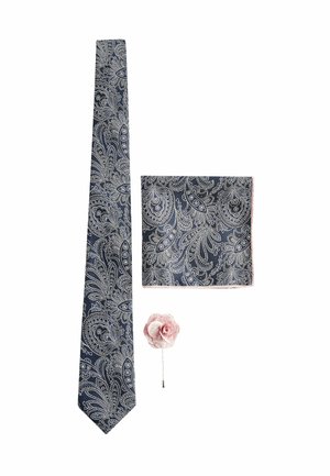 TEXTURED PAISLEY SET - REGULAR FIT - Pocket square - navy blue pink