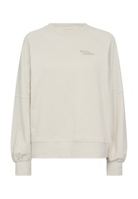 Crème-kleurige sweatshirt van zachte stof, met raglanmouwen en ingezette manchetten. Geborduurd "SOUL REBEL" logo in bijpassende draad.