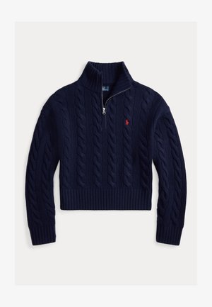 Polo Ralph Lauren, CABLE WOOL-CASHMERE HALF-ZIP SWEATER - Striktrøje - hunter navy