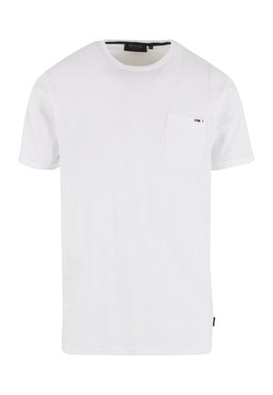 Fehér, rövid ujjú pamut póló. Jellemzője egy mellzseb kis díszítőelemmel, valamint felgöngyölt ujjak. Egyszerű, klasszikus dizájn.